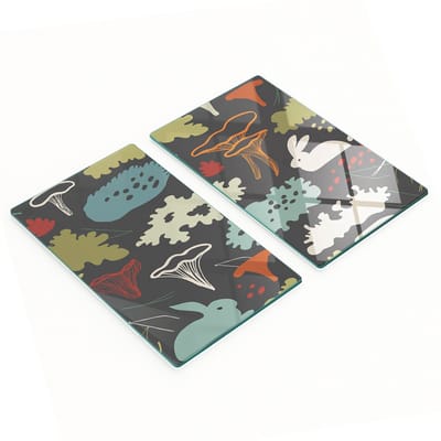 Multifunctionele decoratieve glazen borden met paddenstoelenprint 2x30x52 cm