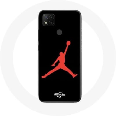 Coque - Maniacase - Xiaomi Redmi 9C - Souple - Rouge - Michael Jordan Logo rouge