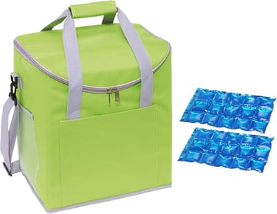 Grote koeltas groen met 2 stuks flexibele koelelementen 27 liter