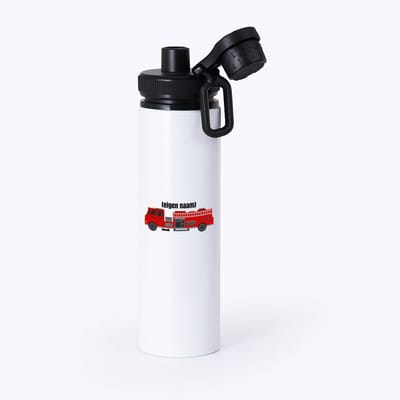 Hacebo® - brandweerwagen waterfles met draaidop zwart - Brandweer - iemand die werkt bij de brandweer - met eigen naam - leuk cadeau voor iemand die bij de brandweer werkt - cadeau - kado - water fles - 850ML