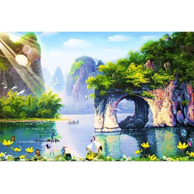 Cross Stitch Kit DIY diamant borduurwerk Guilin landschap Diamond schilderij mozaïek Home Decor 20X30CM gray