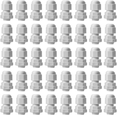 Dailygoods - Kabelschroefverbinding M12 - Waterdichte kabeldoorvoer - 40 stuks - Duurzaam nylon - Geschikt voor outdoor toepassingen - IP68 waterdicht