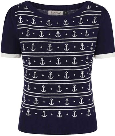 Banned - Nellie Anchors Gebreide trui - S - Blauw