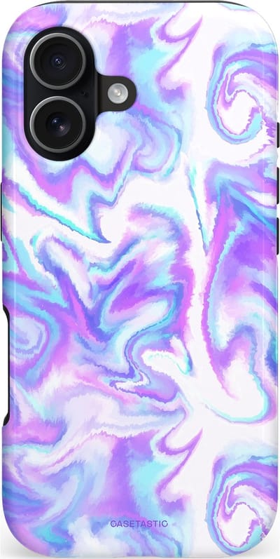 Casetastic hoesje geschikt voor Apple iPhone 17 - MagSafe - Dubbellaagse bescherming - Tie Dye magie - Fashion Case - Lavendel Wit Lichtblauw Lichtgrijs