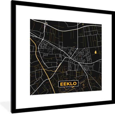 Fotolijst incl. Poster - Stadskaart - Eeklo - Goud - Kaart - Plattegrond - 40x40 cm - Posterlijst