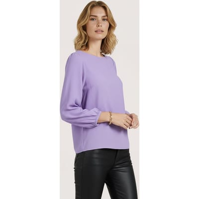 EsQualo Blouse R-neck Structure Lilac Größe: 36 | Longsleeves Outlet | Damen | Violett