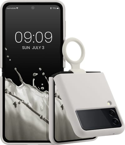 kwmobile flexibel telefoonhoesje van TPU - geschikt voor Samsung Galaxy Z Flip 3 5G - Siliconen coating - Hoesje met ring in mat wit