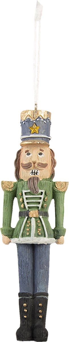 Clayre & Eef Kersthanger Notenkraker 4x3x13 cm Groen Blauw Kunststof Kerstbal