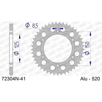 Aluminium tandwiel achter Afam 520 41 dents