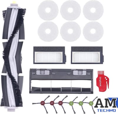 Reserveonderdelen geschikt voor Ecovacs Deebot X1 Omni Turbo robotstofzuiger, 1 hoofdborstel, 6 zijborstels, 2 filters, 6 microvezel-dweildoek, 1 hoofdborstelafdekking, 1 reinigingsborstel