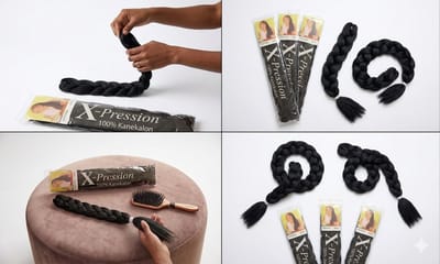 X-pression Ultra Braid Kunsthaar Extensions - Kleur #1 Zwart - 210 cm - 3 Stuks - Premium Vlechtvlechthaar Synthetisch Haar voor Vlechten & Twist - XL Verpakking Met Kajal Sticker