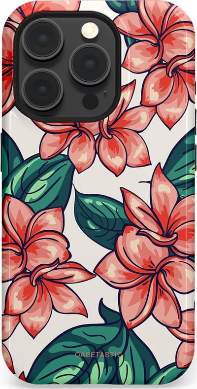 Casetastic hoesje geschikt voor Apple iPhone 15 Pro - MagSafe - Dubbellaagse bescherming - Bloemenparadijs - Fashion Case - Petrol Koraal Perzik Wit