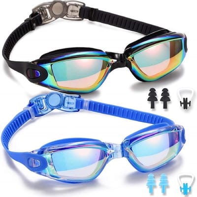 Zwembril - 2 Pack zwembrillen voor volwassen mannen vrouwen jeugdkinderen, geen lekkende anti-mist UV 400 bescherming 180 graden helder zicht