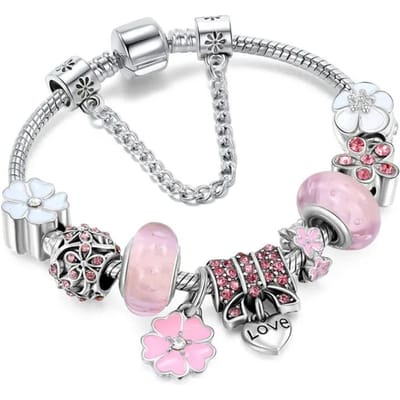 1 bestverkochte armband trendy doe-het-zelf boetiek glazen ingelegde diamant armband met Pan familie stijl gepersonaliseerde sieraden armband white