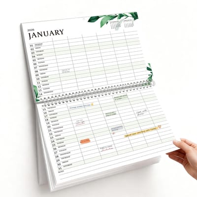 Dailygoods- Familiekalender 2026 - Gezinsplanner - Muurkalender - A4 Formaat - 18 Maanden - Dik Papier & Gemakkelijk te Gebruiken