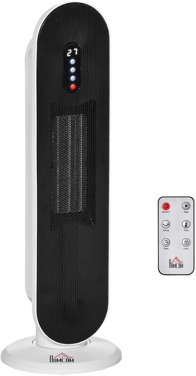 ITRONIQ Keramische Kachel 2000W - Torenverwarming Met Afstandsbediening - 45° Oscillatie - Timer - Led Display - Zwart Wit