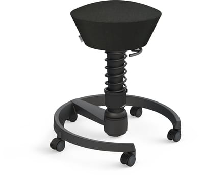 Aeris Swopper - ergonomische bureaukruk - zwart onderstel - zwarte zitting - zachte wielen - wol - standaard