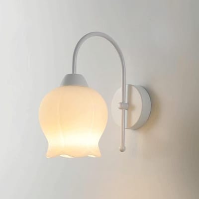 Wandlamp Glas - Interieurverlichting Muurlamp - Woonkamer Decoratie - Witte Glazen Kap - 23-28 cm Hoogte - Wit