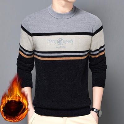Heren Winter Nieuw Heren Trui Lange Mouw Ronde Hals Kasjmier Thermische Basis Gebreide Kleding 3XL white