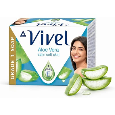 Savon de bain Vivel Aloe Vera, 150 g x 4 | Savon Grade 1 BIS | Le plus haut grade de savon | 76% de Matière Grasse Totale (MGT) | Aloe Vera + Vitamine E | Peau hydratée, douce et satinée | Frais F beige