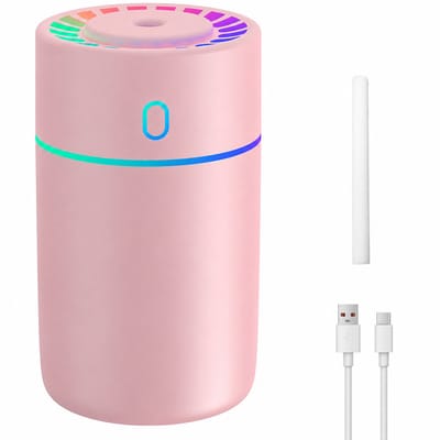 VHV Auto luchtverfrisser met kleurrijke verlichting en USB-aansluiting - 2 standen, automatische uitschakeling - voor auto, kantoor, slaapkamer - Roze