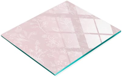 Multifunctionele decoratieve snijplank van gehard glas met bloemenmotief, 60x52 cm