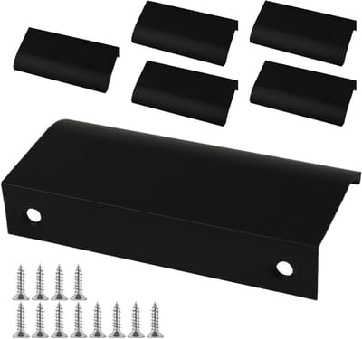 Moderne Meubelgrepen 80mm - 6 Stuks met 12 Schroeven voor Keuken, Kast en Lade - Zwarte Versteekte Handgrepen voor Meubels