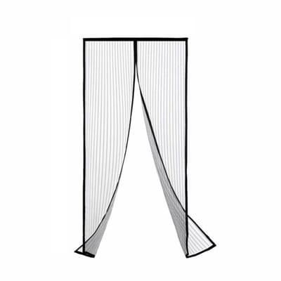 Magnetisch muggennet voor de deur, zwart-wit, muggengordijn van gaas, sluit automatisch met magneten om de lucht fris te houden (110*200 cm, zwart).