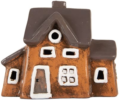 Clayre & Eef Waxinelichthouder Huis 20x11x16 cm Oranje Keramiek