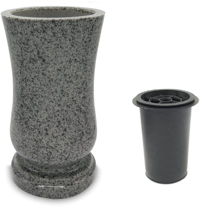 pot van hars met graniet-achtige look, groen "Veolia", 15 x 27 cm