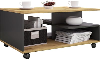 Houten salontafel Sofa-tafel Woonkamertafel Wielen Verrolbaar Salontafel Stango L