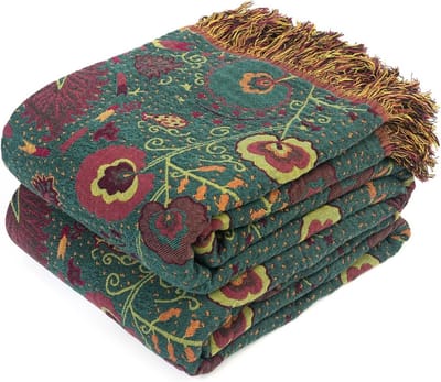 Boho Plaid voor Bed - 100% Katoen Ultra Zacht - Rustieke Quilt voor Alle Seizoenen