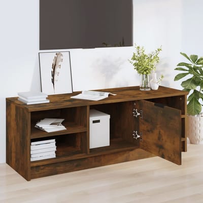 vidaXL - Tv-meubel - 102x35,5x36,5 - cm - bewerkt - hout - gerookt - eikenkleurig