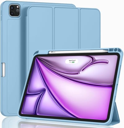 Tablet Hoes Geschikt voor iPad Air 13 Inch Hoes Licht Blauw - Tri-fold Tablet Hoesje Case, iPad Air M4 (2026) iPad M3 (2025) / Air 13 inch (2024) M2 Trifold Stand Smart Case