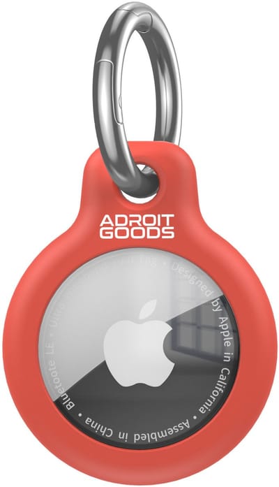 AdroitGoods Ronde TPU Beschermhoes – Geschikt voor Apple AirTag – Spatwaterbestendige Sleutelhanger Case - Rood