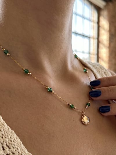 Anelplus Dames Ketting – Shell – Goudkleurig – Minimalistisch