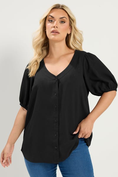 Yours Zwarte Getextureerde Blouse Size 42