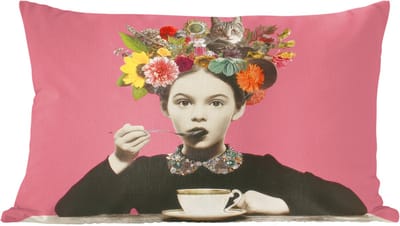 Sierkussens - Kussentjes Woonkamer - 60x40 cm - Meisje - Kopje - Bloemen - Roze