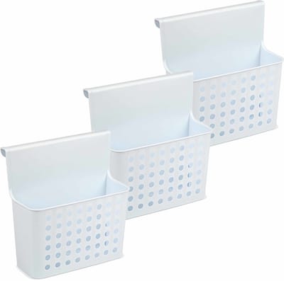 PlasticForte Badkamerrekje - 3x - wit/lichtblauw - douche opbergmandje - 26x24 cm