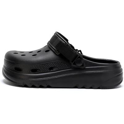 EVA Unisex Gaten Schoenen Instappers Verhoogde Dikke Zool Pantoffels Eenvoudige Casual Buiten Slippers 44-45 black