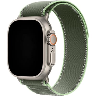 2+1 | Apple Watch Bandje Trail - Nylon - Groen Neon - Zilver