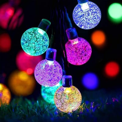 Lichtsnoer voor binnen/buiten op zonne - energie - 50 ledlampen - waterdicht - voor tuin - patio - binnenplaats - thuis - kerstfeesten - bruiloft - 8 modi - 7 m - meerkleurig