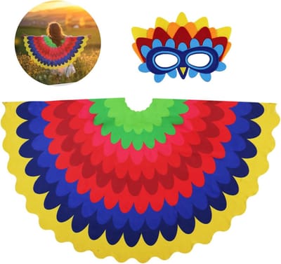 Vogel kostuum voor kinderen met papegaai vleugels, cape en masker voor 3-8 jaar, perfect voor cosplay en Halloween feestjes
