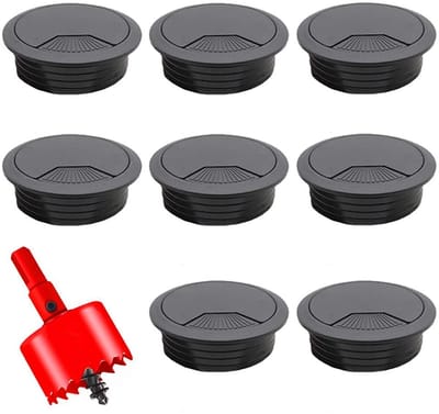 Dailygoods- Kabeldoorvoer 60mm - Tafeldoorvoer - Gatenzaag - Kabelmanagement - 8 Stuks - Duurzaam ABS en Metaal