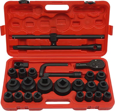 Dopsleutel Set - Gereedschap Set - Reparaties Uitvoeren - Uniek 6-Punt Ontwerp - 26 Delig - Zwart Rood