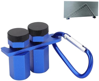 Set van 1 stuk - Vierkante clip - Hoge trapmaat - Aluminium vierkante stop - Karabijnhaak trapmaat met spanten en beugels - Zeskantige maatknopgereedschap - Metalen trapleuninggereedschap - Geschikt voor het maken van een vierkante cirkelzaag (blauw)