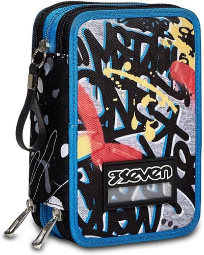 Etui met 3 vakken, modern design voor school en vrije tijd
