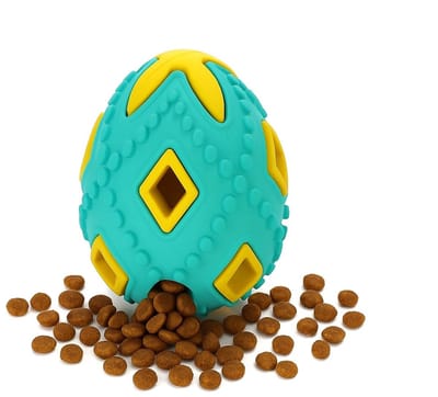 Nobleza Hondenspeelgoed - Snackbal voor Honden - Voerbal - Rubber - Ei Vorm - Geel