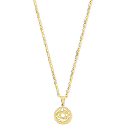 CO88 Collection 8CN-26432 Stalen Ketting met Hangertje - Oog - 15mm - 40+5cm - Ankerschakel - 1,5mm - Cadeau voor haar - Staal - Goudkleurig