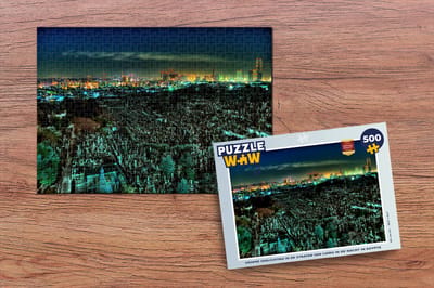 Puzzel Groene verlichting in de straten van Caïro in de nacht in Egypte - Legpuzzel - Puzzel 500 stukjes